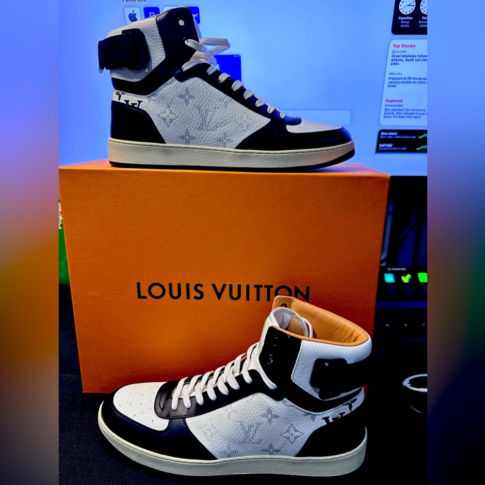 Louis Vuitton Rivoli high top nior and white sneakers nior sz us 7 eu 41.5